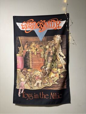 Amazon Black Aerosmith 'Toys in the Attic' Wall Tapestry with Orange Logo